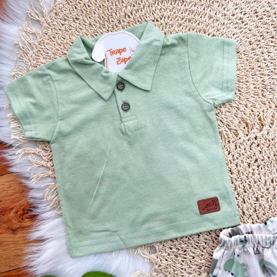 Conj. Camiseta Gola Polo e Bermuda Dinos - Verde